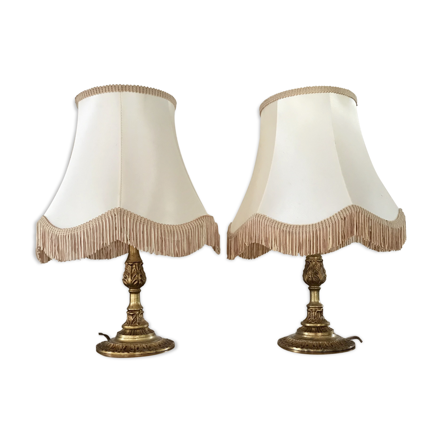 Pair of brass bedside lamp