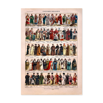 Lithograph Plate religious costumes 1897