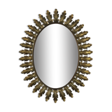 Miroir oval à feuilles d'acanthe en métal dorées