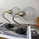 Vintage swan neck wall lights brass bubble glass porcelain