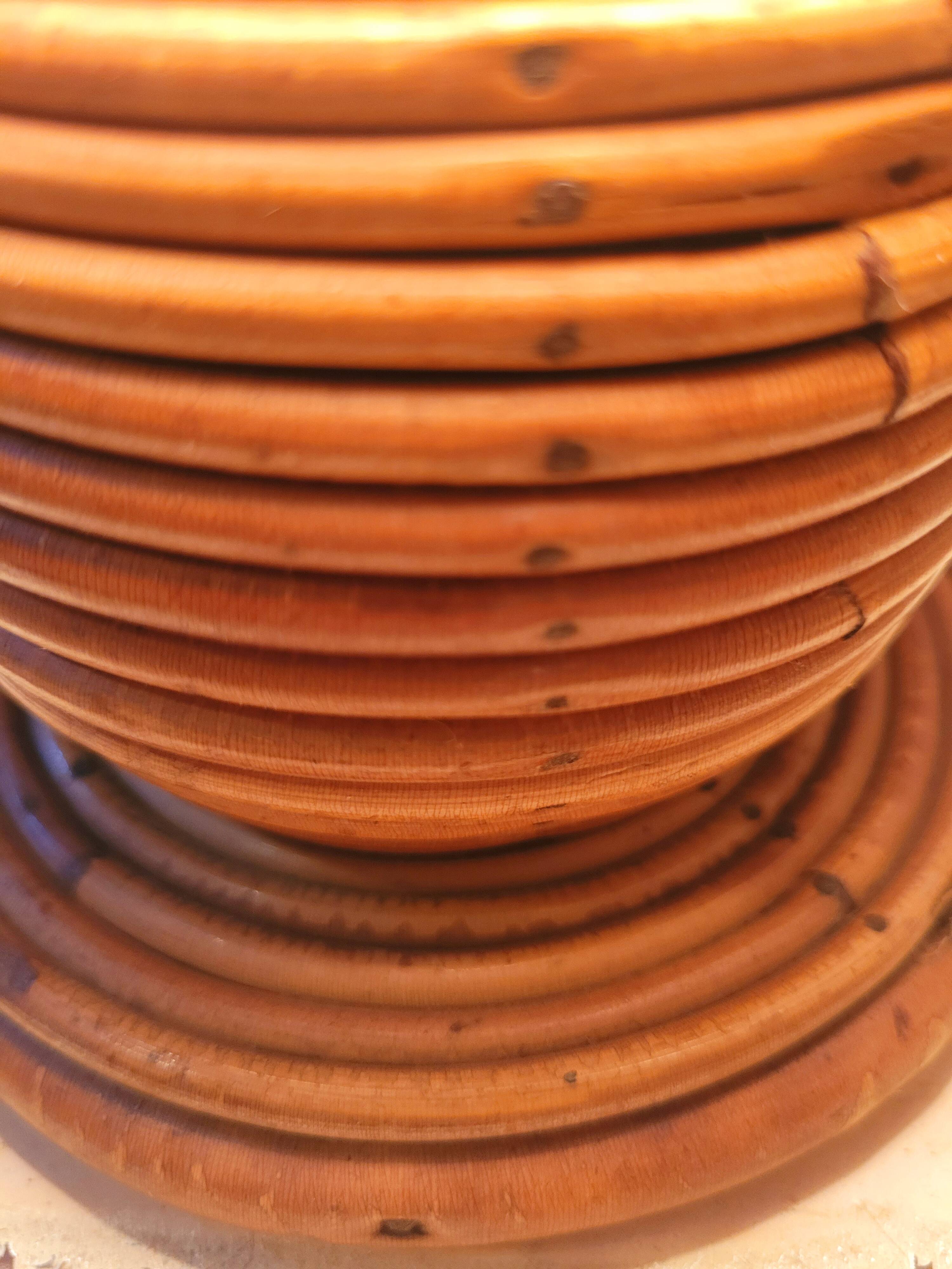 Old vintage Louis Sognot rattan lamp from the 50s and 60s