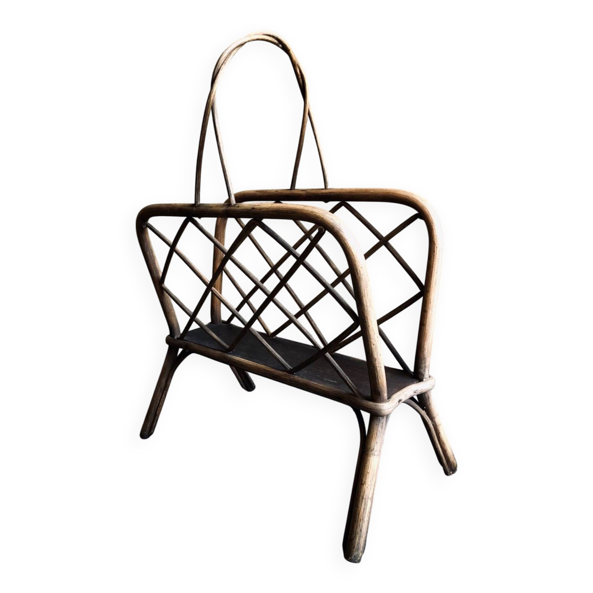 Vintage rattan magazine rack