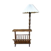 Wooden floor lamp with shelf & magazine rack 1960