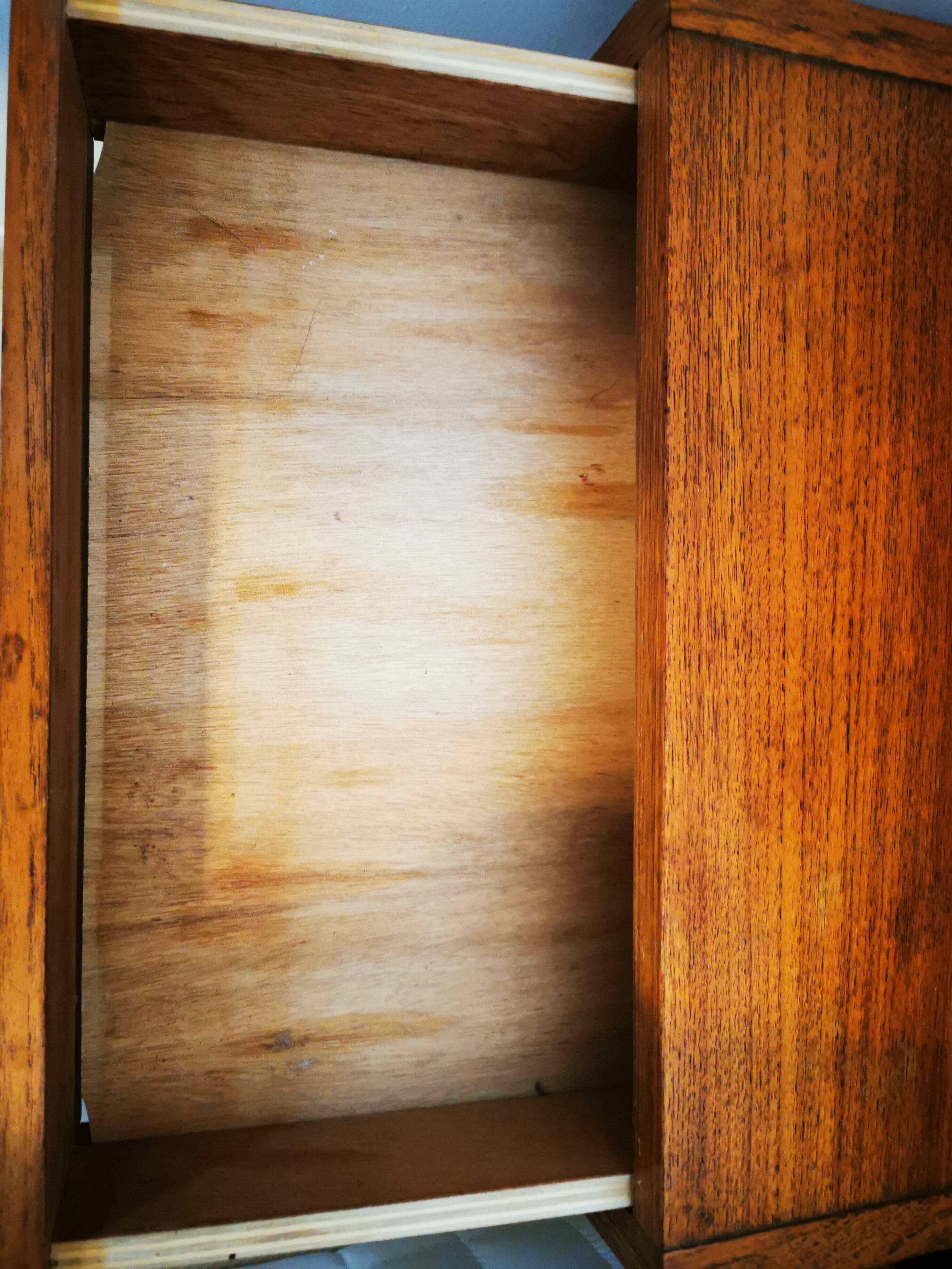 Scandinavian teak headboard – 1960s – Integrated bedside tables