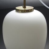 Satinated opaline glass/brass Kina hanging lamp, Bent Karlby, Lyfa