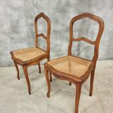Set of antique French chairs dining chairs webbing and beech