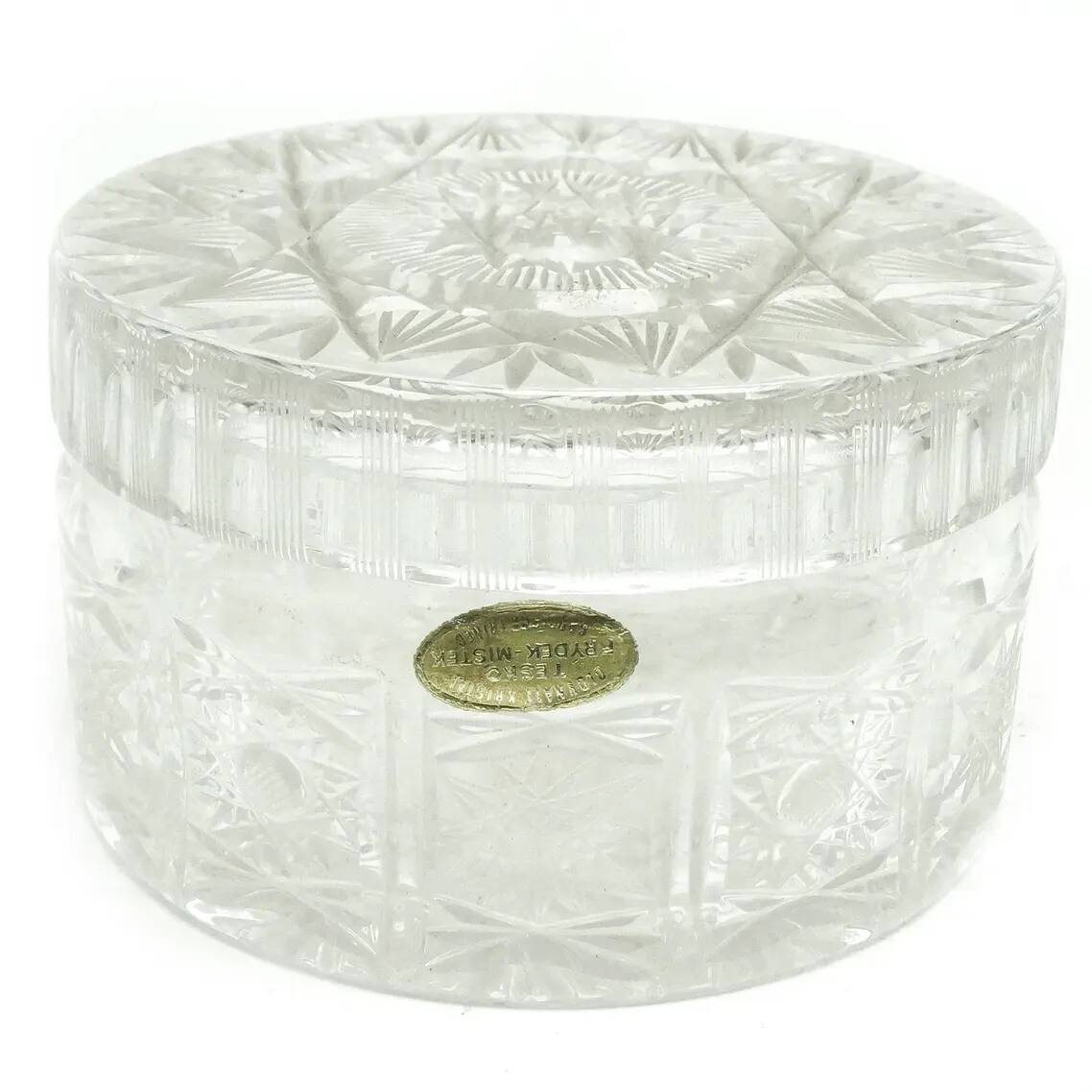 Bonbonniere, Art Nouveau style, pressed glass, Czechoslovakia, 1950s