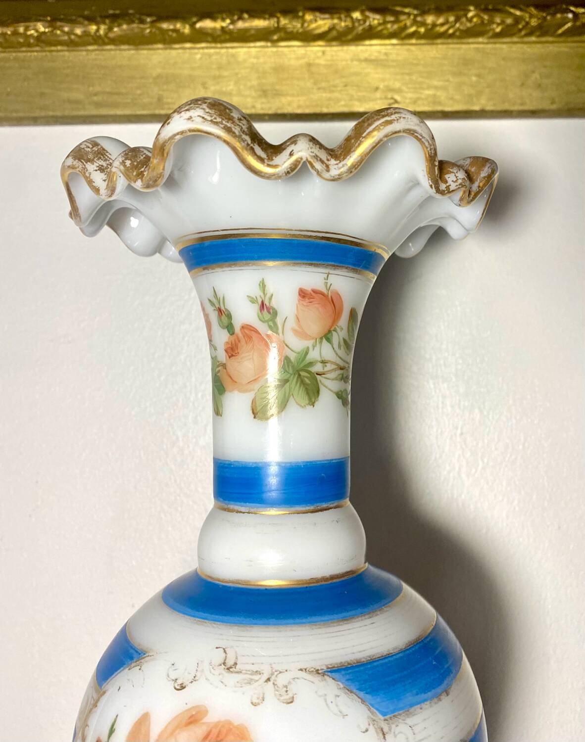 Jean-françois robert baccarat vase opaline peint main