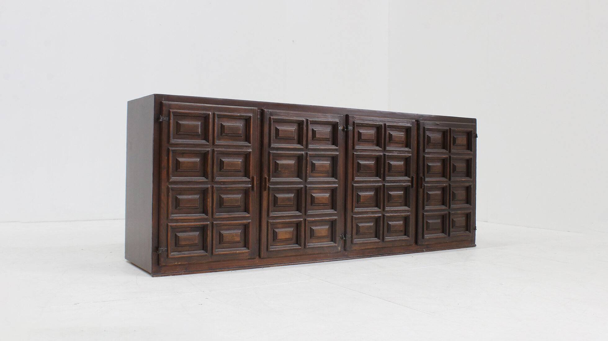 Vintage Spanish Brutalist Sideboard Credenza