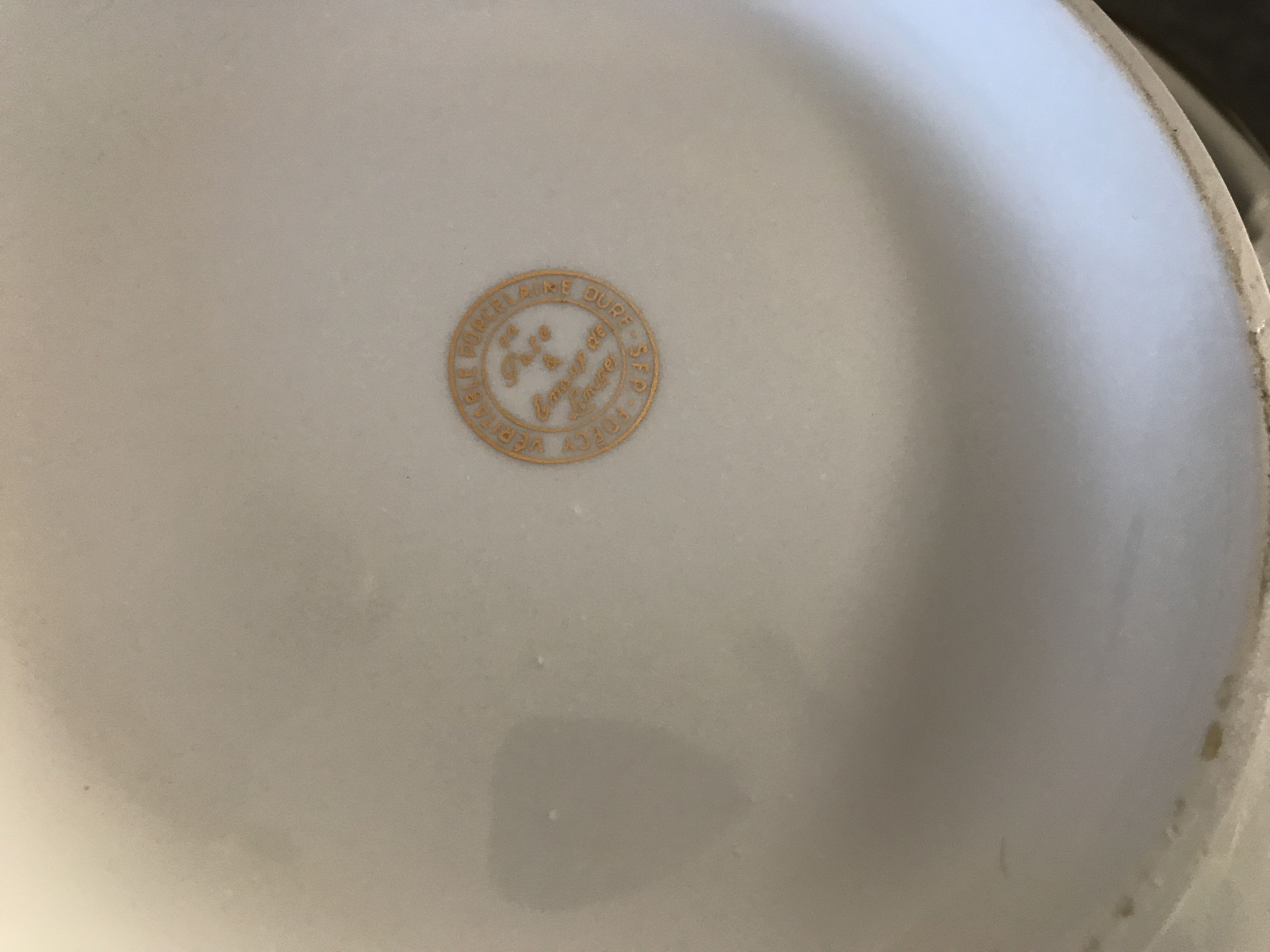 Soup bowl in white porcelain paste and enamels of limoges finish gilding