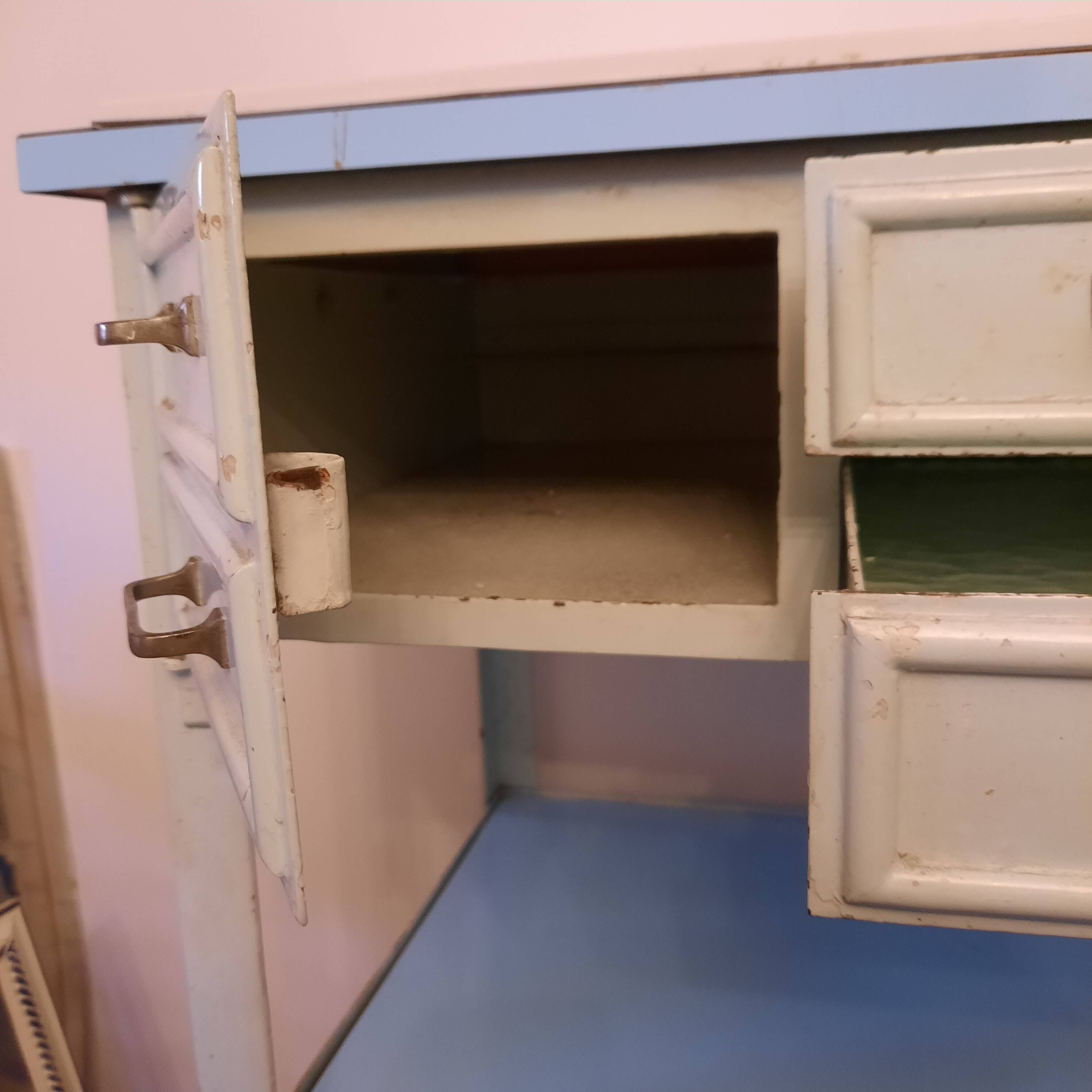 1950s dentist console cabinet