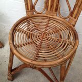 Ensemble de 4 chaises rotin vintage