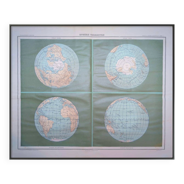 Terrestrial Sphere, original map printed in 1907.