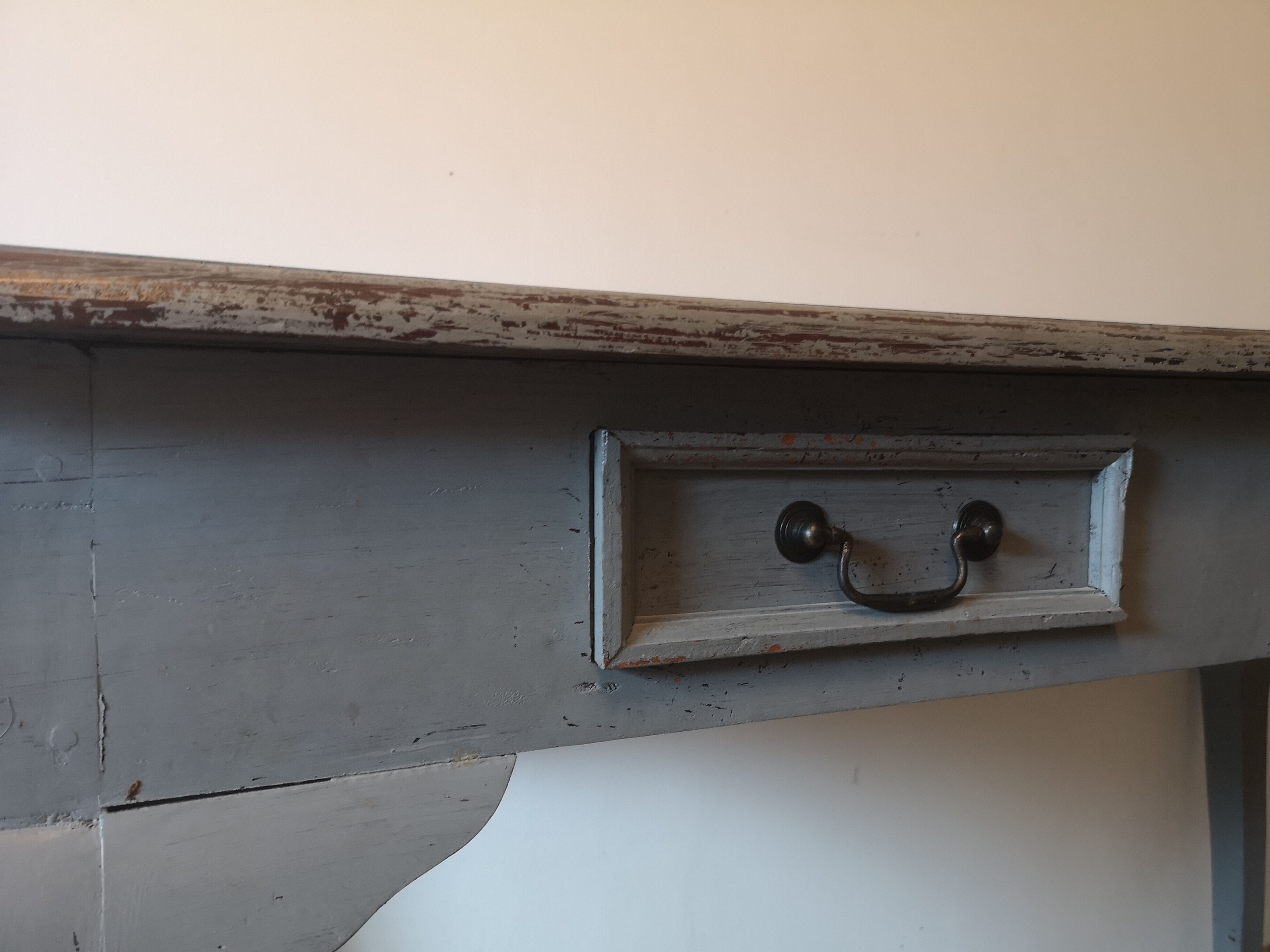 Console en teck vintage grise
