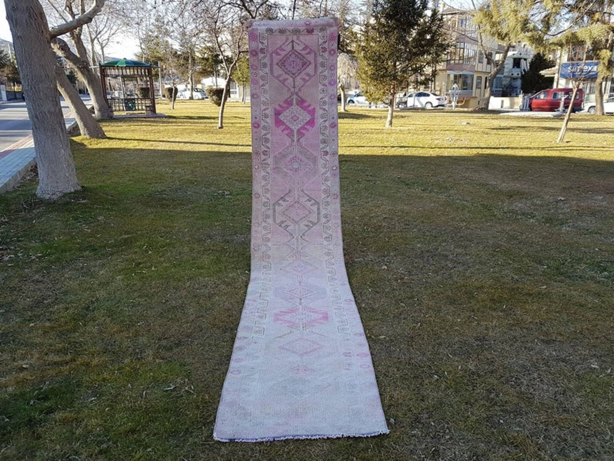 Vintage Turkish hallway rug 76x410 cm