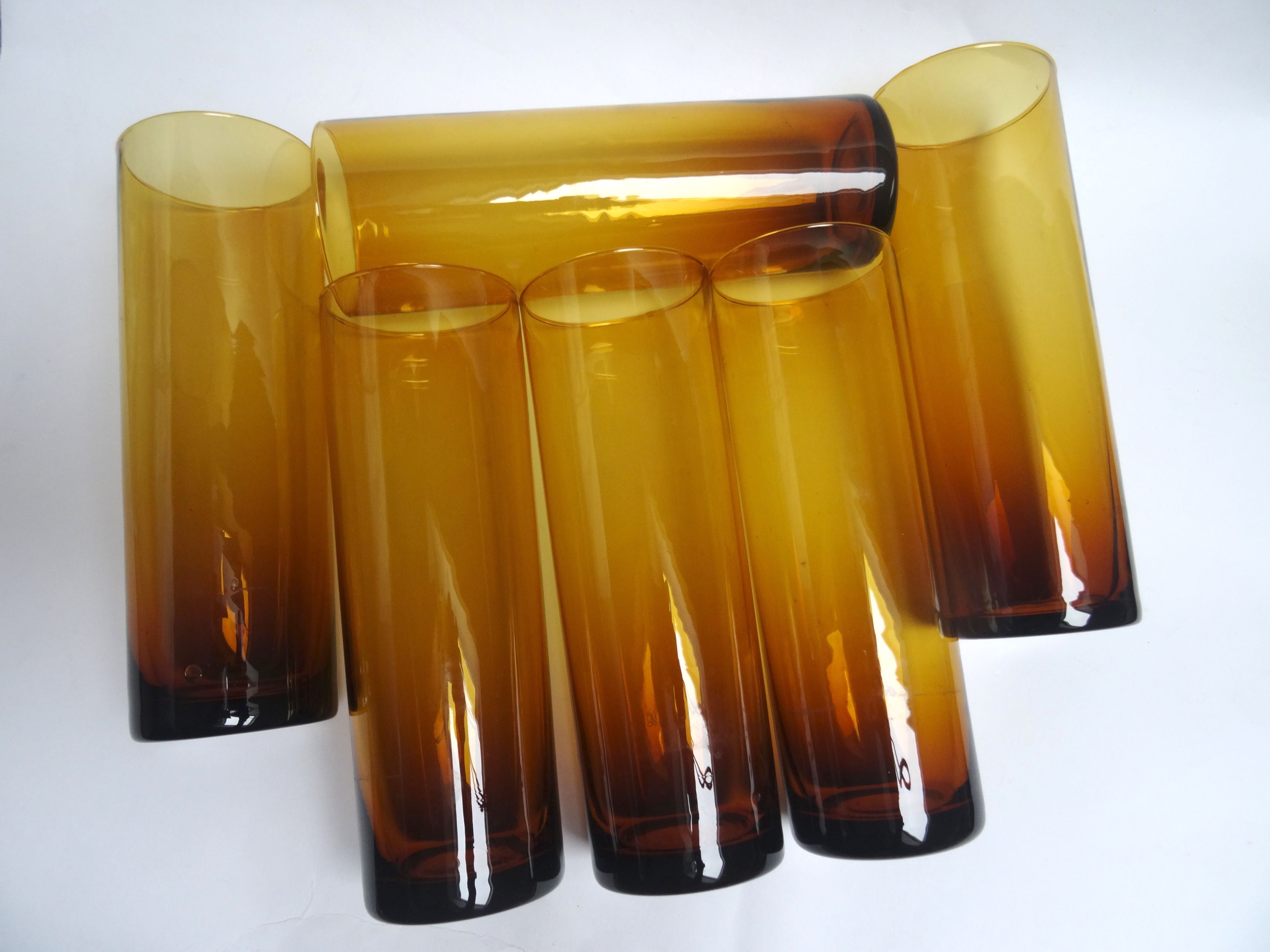 6 high brown glasses