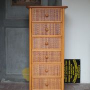 Vintage chest of drawers, Maugrion rattan weekly organizer for Roche Bobois