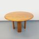 Table à manger ronde vintage Seltz des années 70 80 en orme blond massif