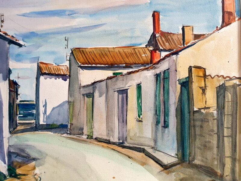 André Duculty (1912-1990) Watercolor on paper "Ile de Ré" Signed lower right and dated 1955