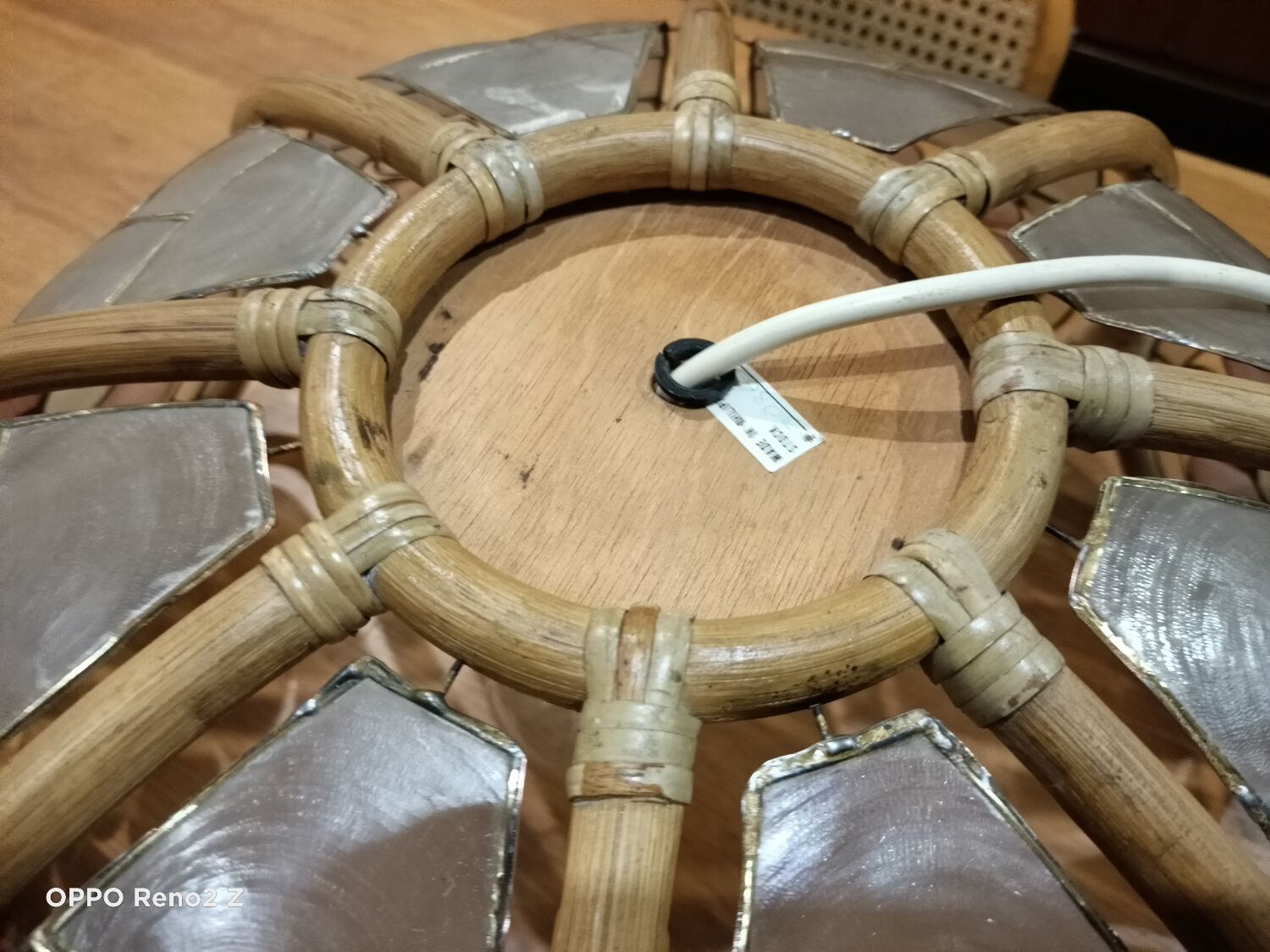 Suspension nacre et bambou