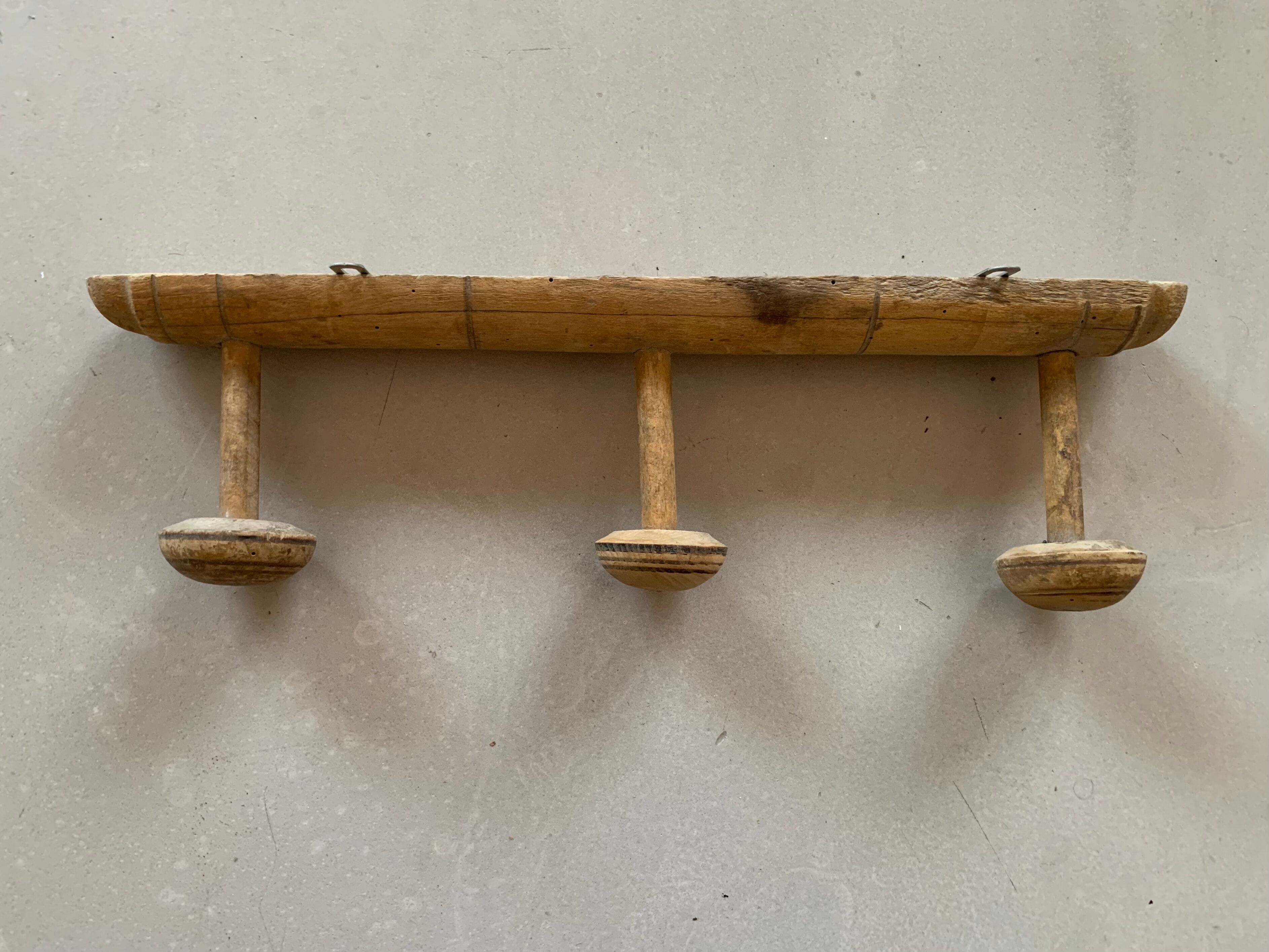 Antique wooden wall coat rack