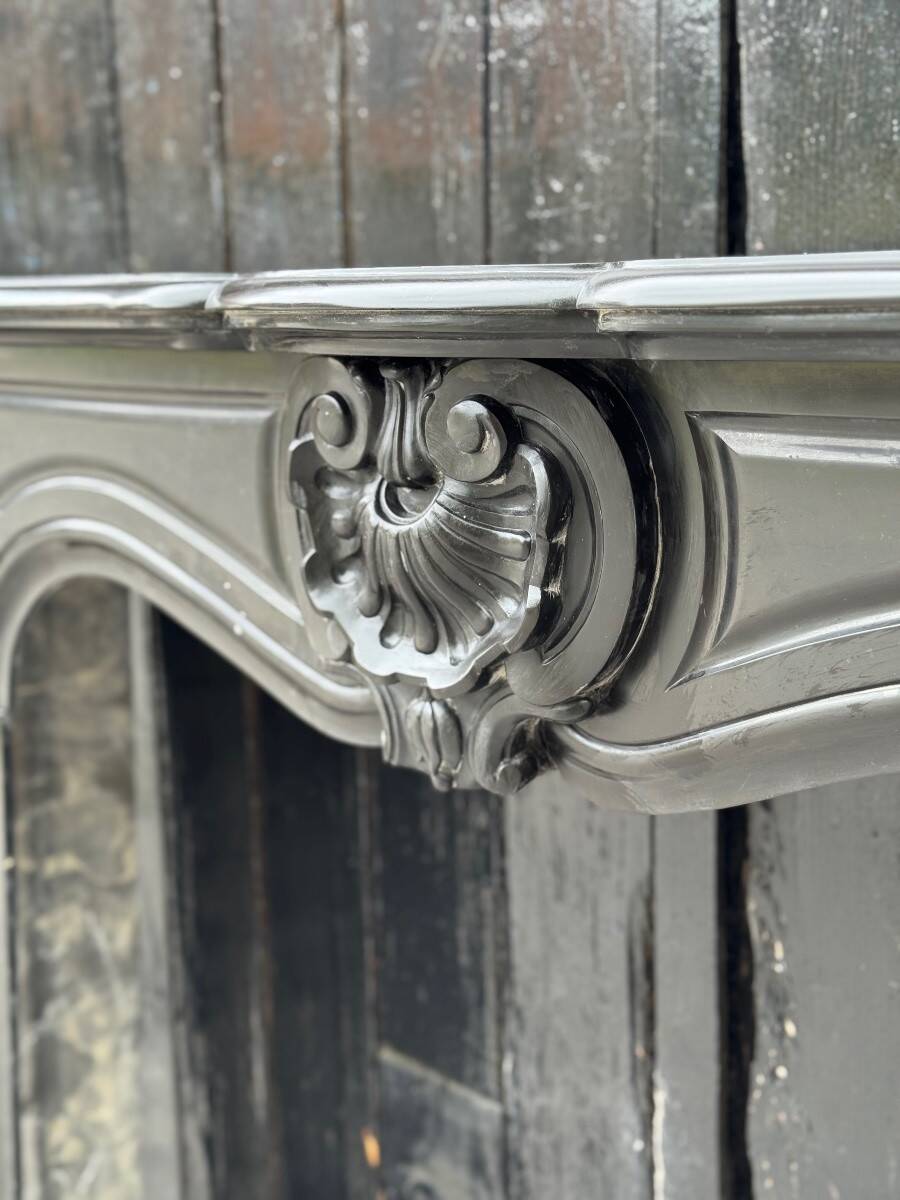 Louis XV style fireplace in black Belgian marble, circa 1880