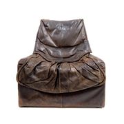 Vintage leather Brutalist armchairs