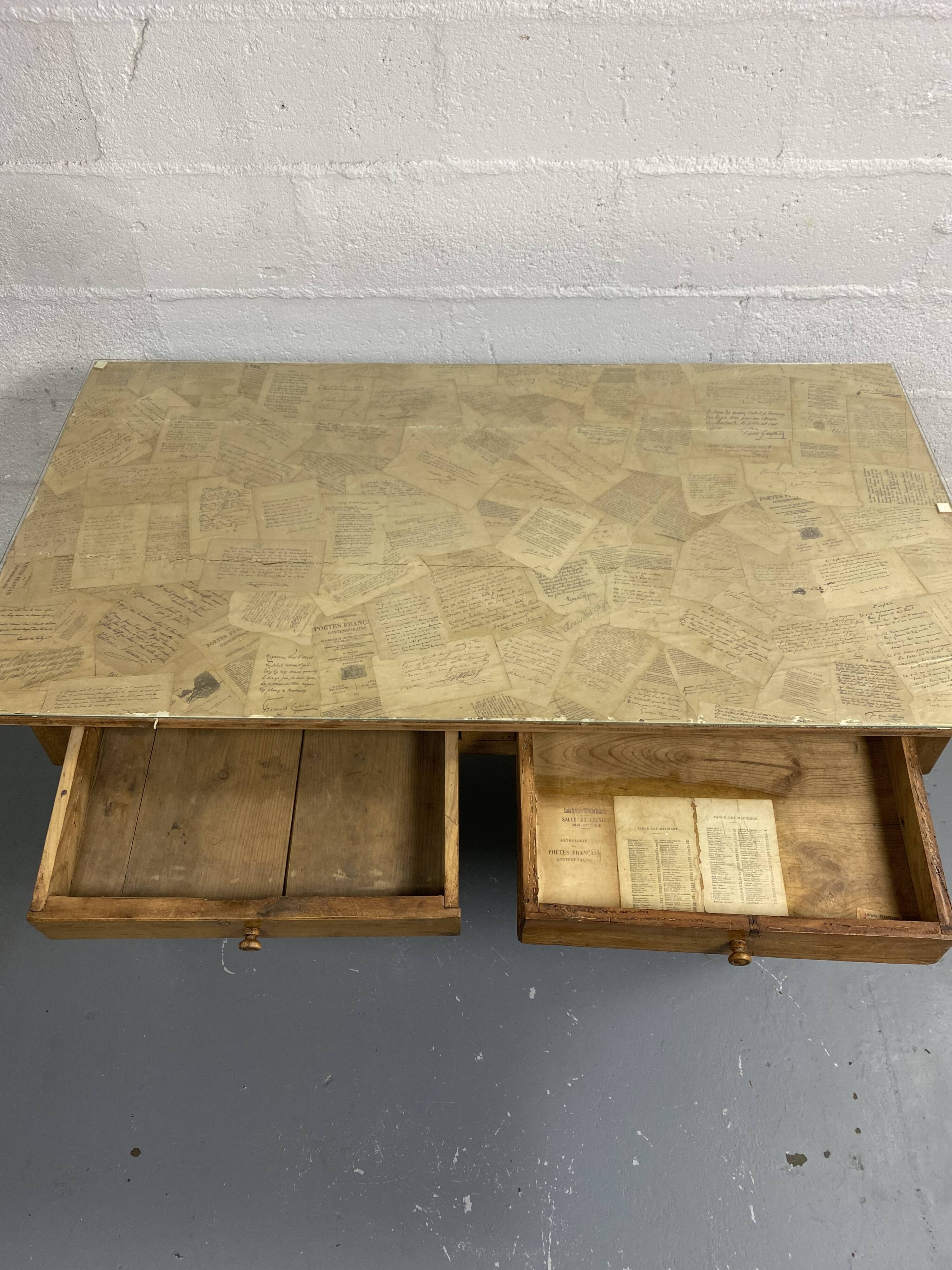 Old wooden farmhouse table