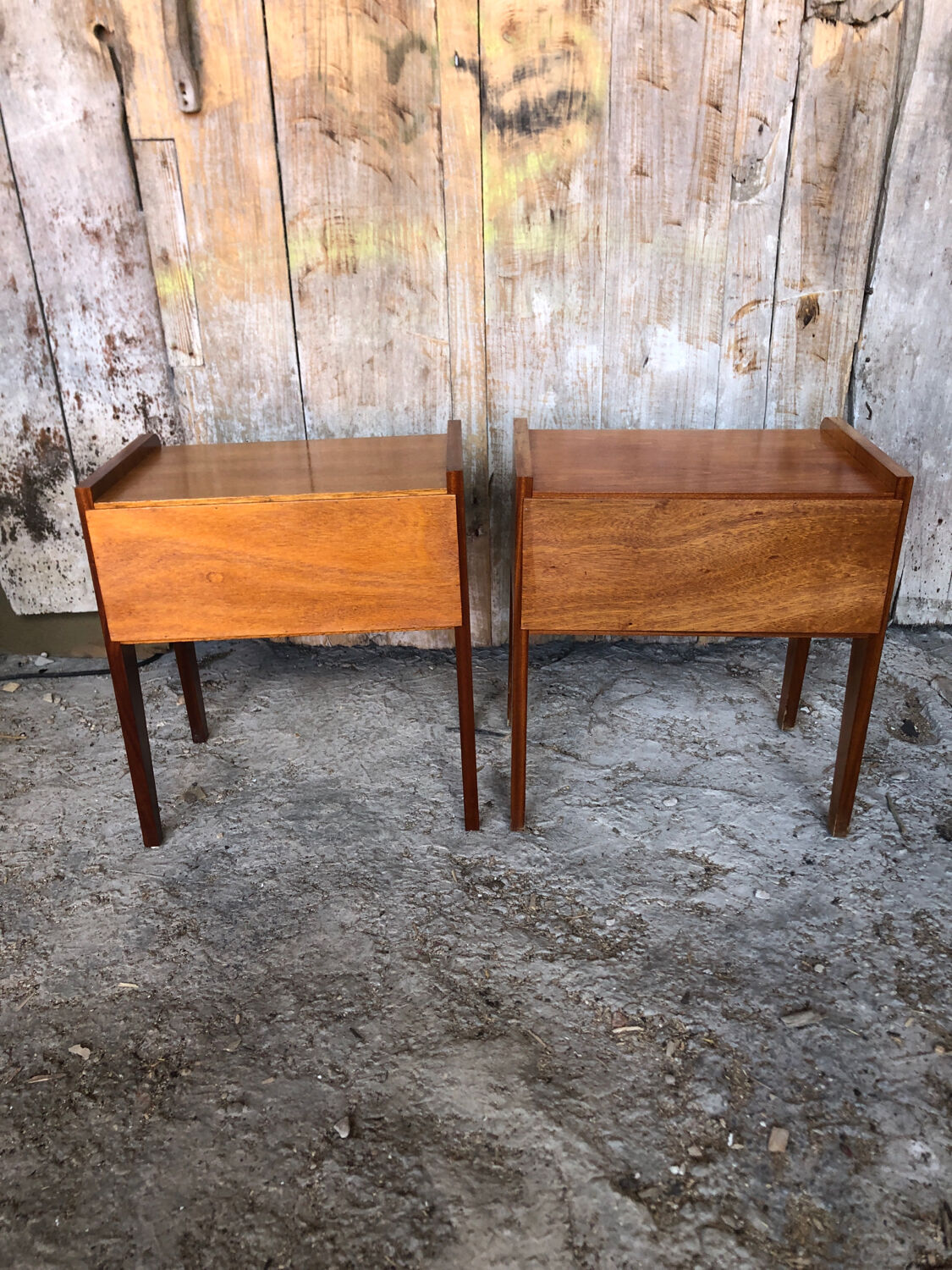 Pair of bedside table scandinavian vintage wood