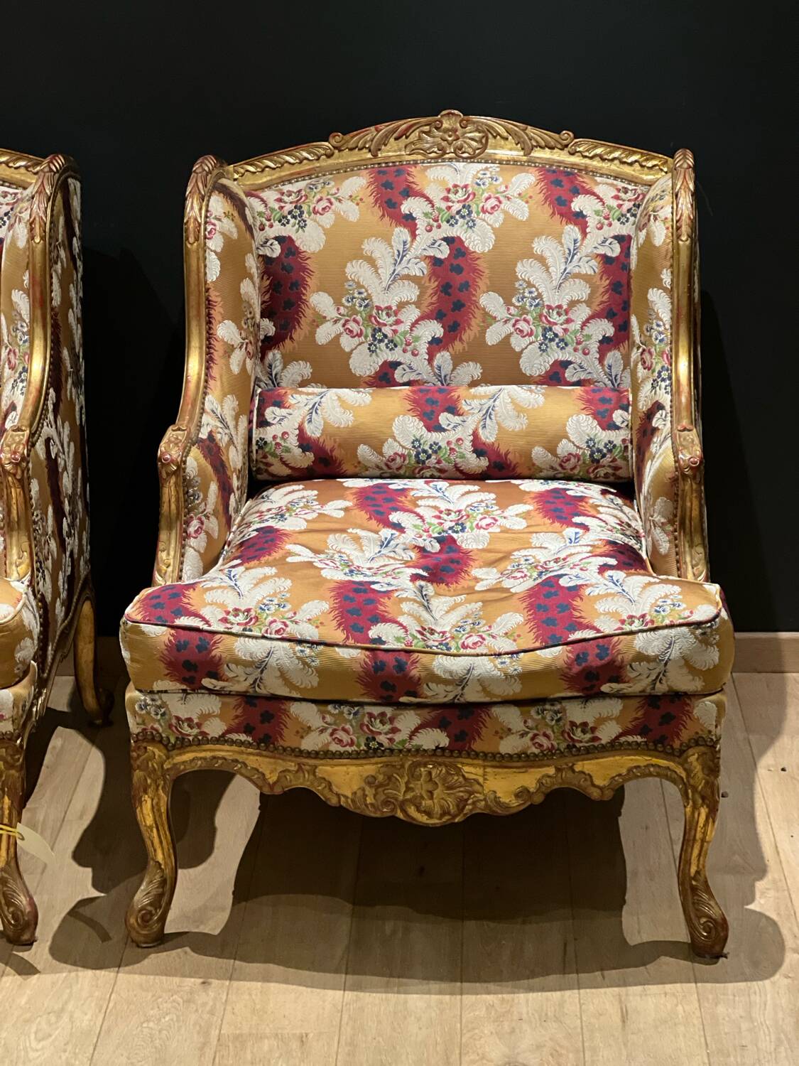 Pair of gilded armchairs