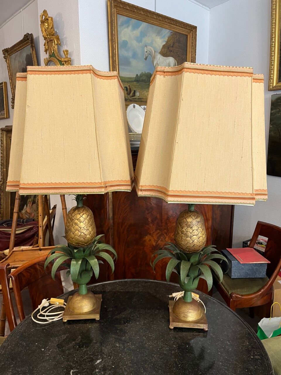 Paire de lampes ananas