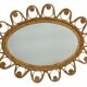 Oval rattan mirror from the 1950s France