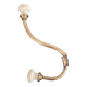Double coat hook, brass and ceramic