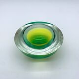 Cendrier flavio poli, murano, vert/jaune, seguso, 1970