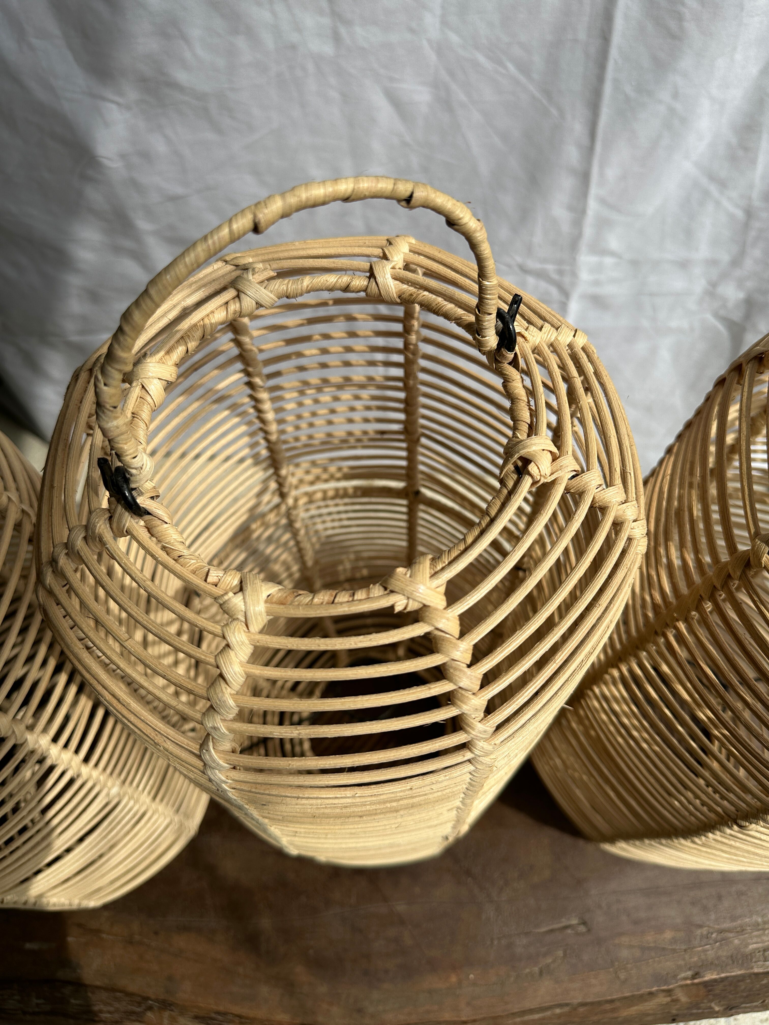 Large lantern-shaped rattan pendant lamp H50 D24