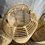 Large lantern-shaped rattan pendant lamp H50 D24