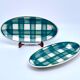 Vintage beige and green checkered service
