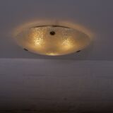Ceiling lamp in watermarked glass & brass