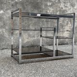 Chrome metal console and smoked glass, 1970s