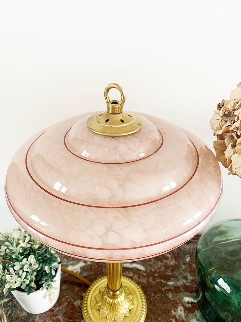 Glass and brass table lamp