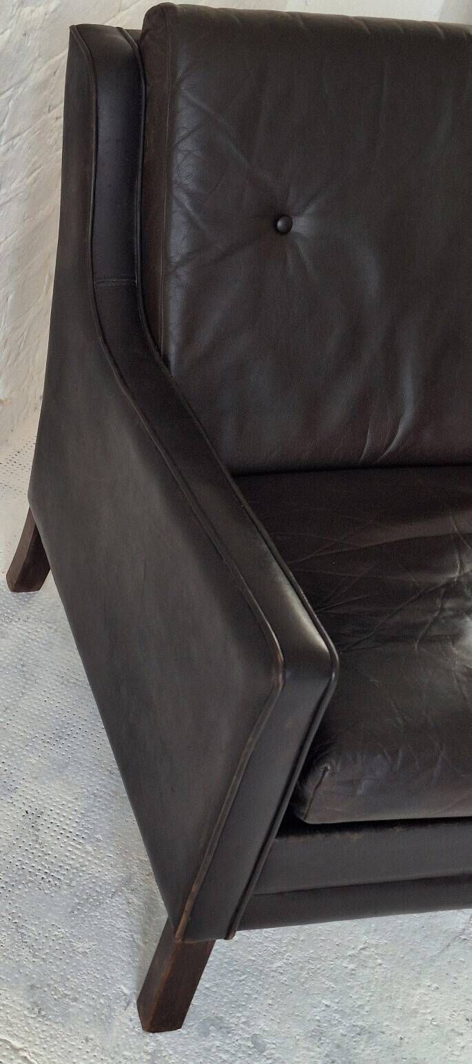Danish mid century dark brown leather lounge chair, 1960s
