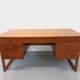 Double-sided executive desk sled legs vintage Scandinavian style in teak from the 60s
