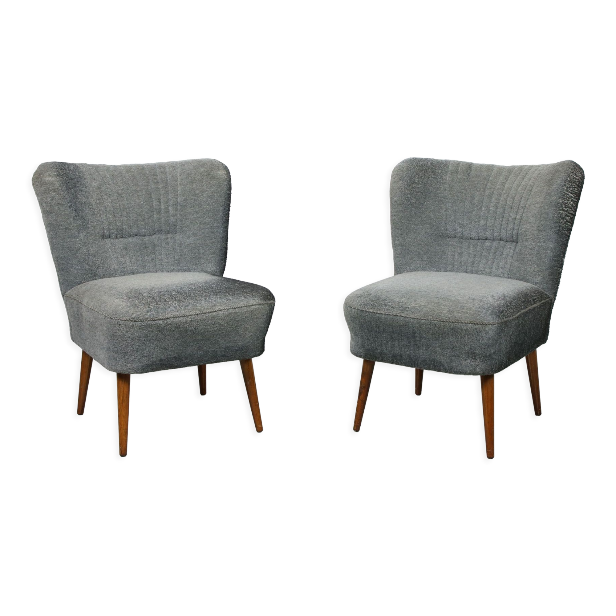 Chaises Art déco bleues, lot de 2