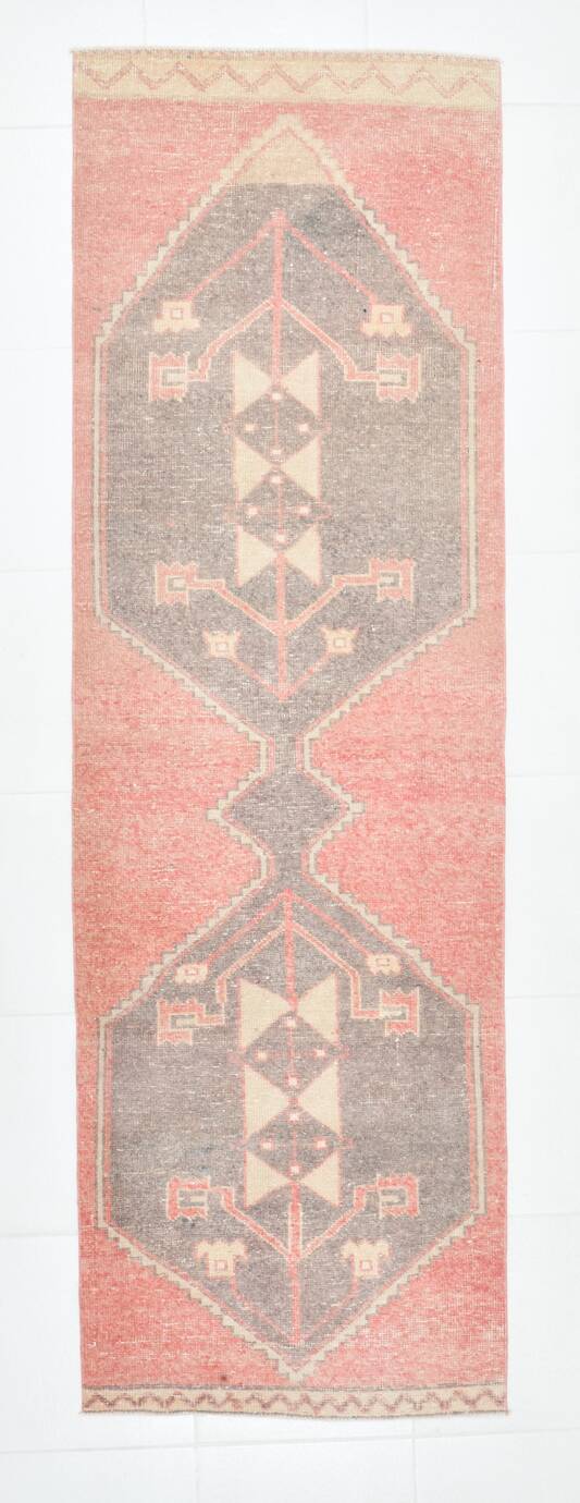 2x8 Soft Pastel Red Turkish Vintage Runner Rug, 78x246Cm FREE SHIPPING