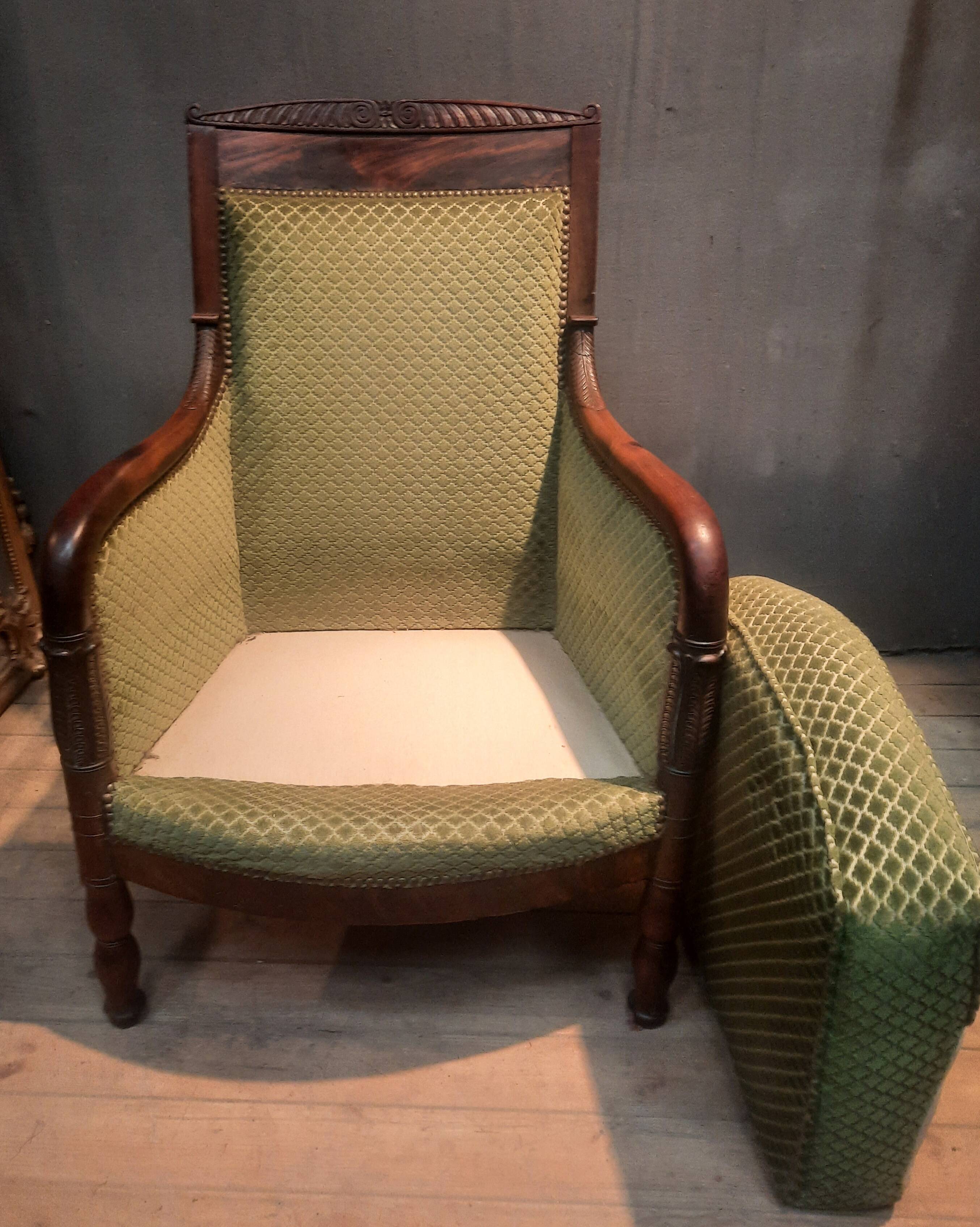 Empire period bergère in mahogany