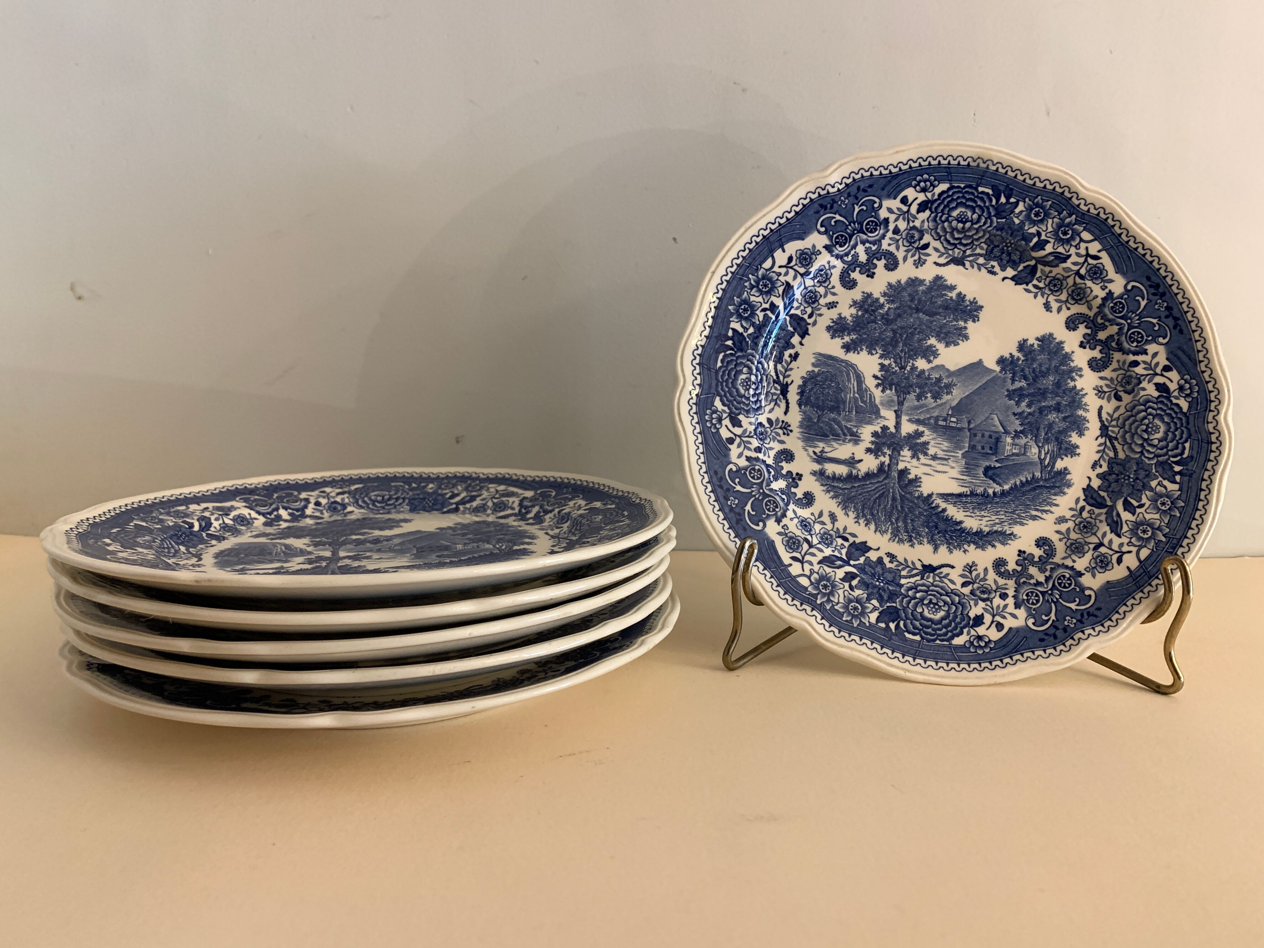 6 assiettes à dessert en faïence bleue Burgenland de Villeroy et Boch