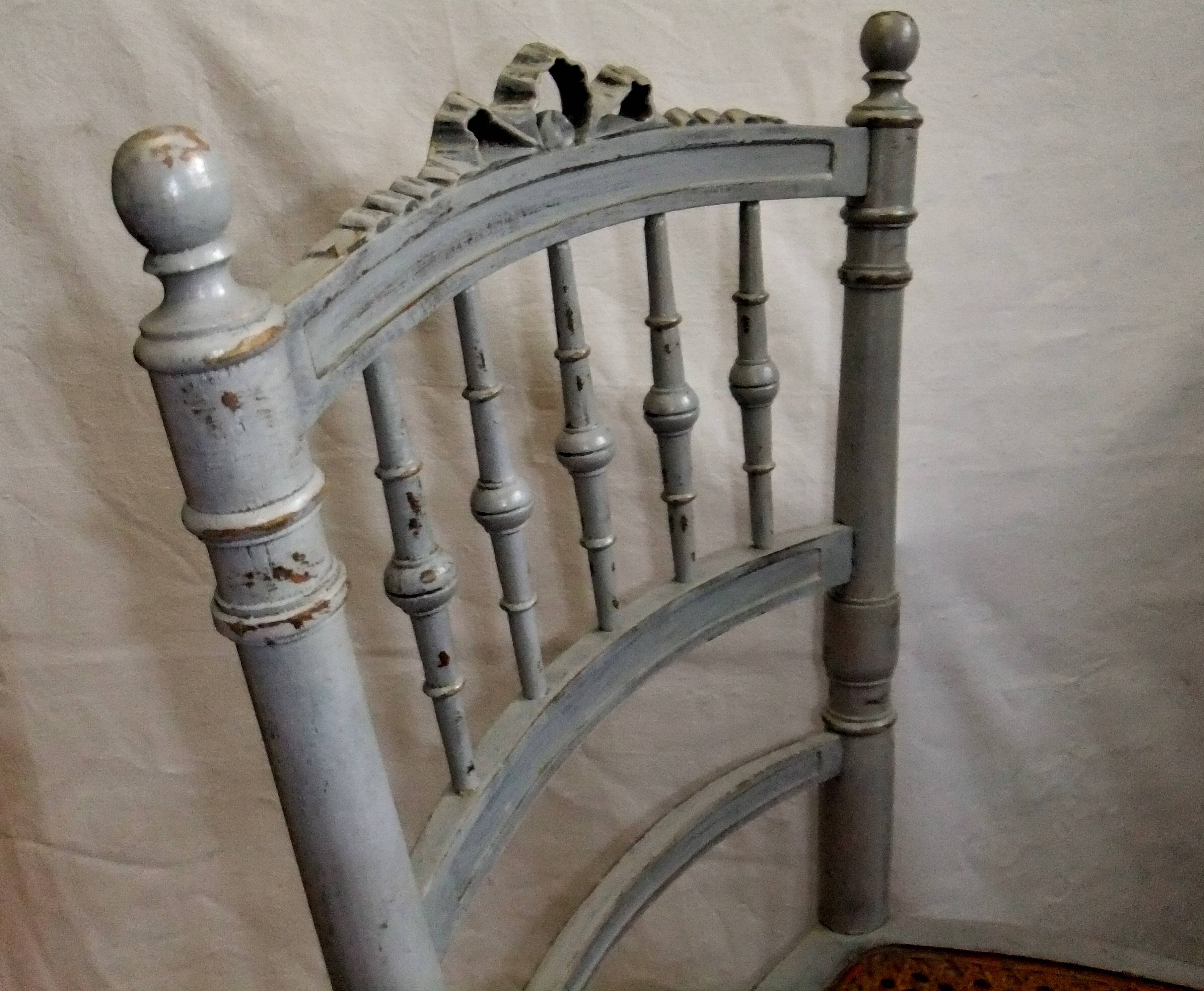 Antique Louis XVI style chair with pebble grey cane
