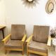 Pair of Scandinavian pine armchairs, 1970