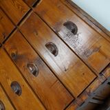 Dutch pine industrial apothecary cabinet, 1950s