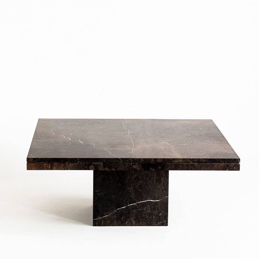 Vintage coffee table. Veined marble. France, 1970s